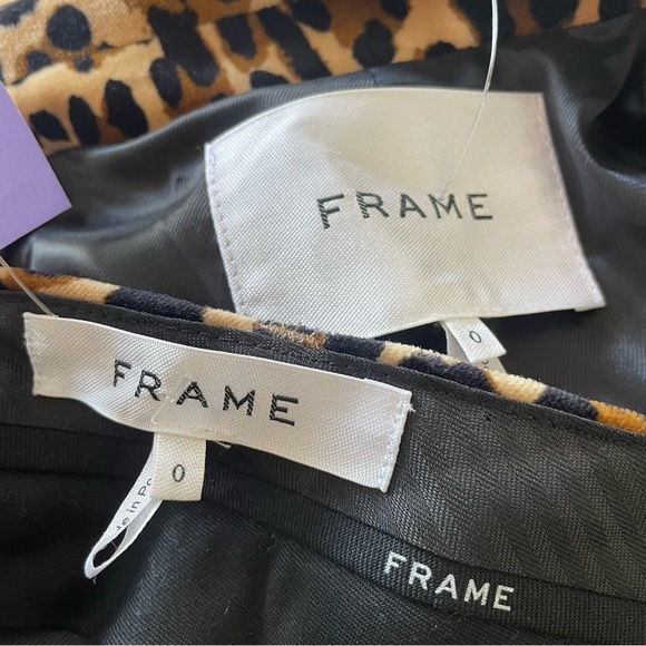 FRAME Classic Cheetah Blazer Mini Boot Cheetah-Print Velvet Pants Suit NWT Sz 0 - Picture 10 of 12